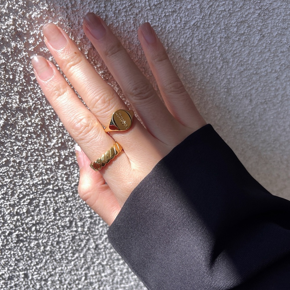 18K Gold Plated Fall Grass Signet Ring - Picture 2 of 5